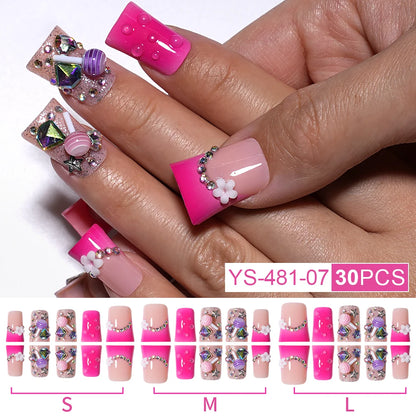 New Nail Supplier 30PCS Duck Feet Shape Nails 3D Luxury Finger Artificial French Design Acrylic Duck Press on Nails