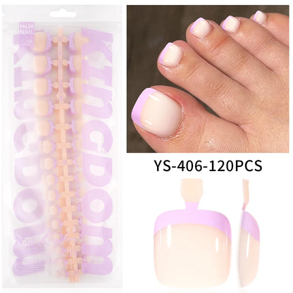 Wholesale 120/150PCS Mixed Color French Square Designs Certain Colorful French Press on Toe Nails Tip for Feet Nail Art Salon