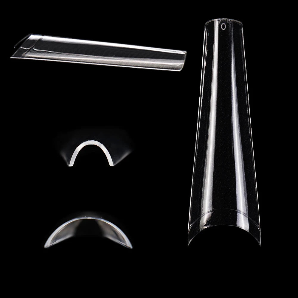 Wholesale 500pcs Box XXL Curved C False Nail Tips Half Cover Long French Artificial Fingernails Transparent Coffin Nail Tips