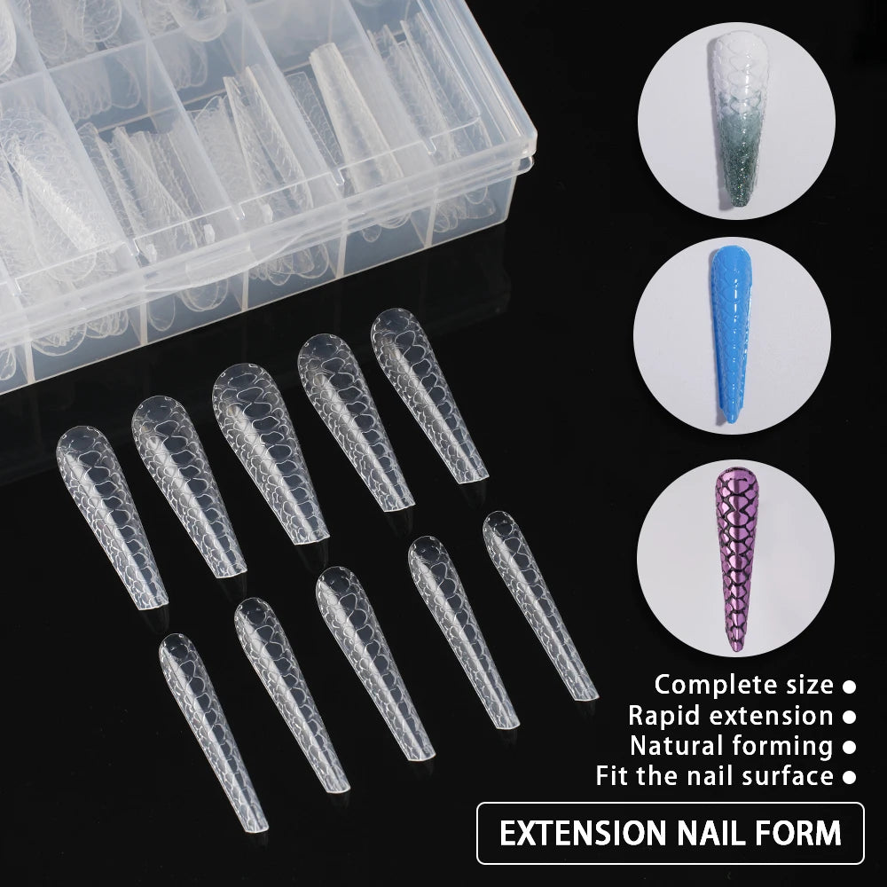 Private Label Custom Nail Mold Design Acrylic Quick Building Cobra Effect 3D Snake Pattern Extension Nail Dual Form