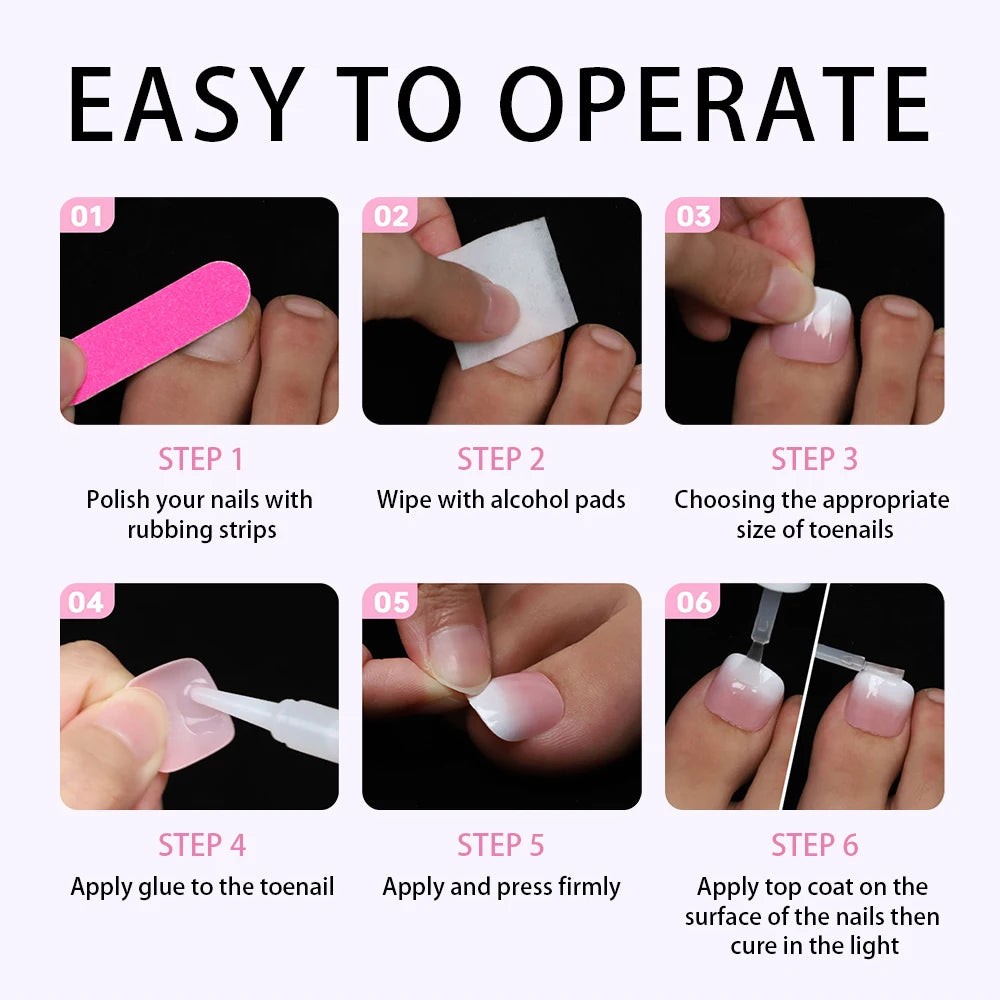 Custom 120pcs Nude Pink Press on Foot Nail Tips Toenails Short Square French Ombre Press on Toe Nails for Salon Pedicure Tools