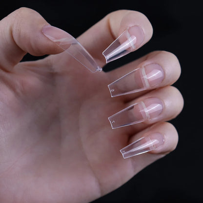 120 Pcs/Box Soft Gel Nails Art Tip Half Matte False Nails Coffin Stiletto Almond Square Full Cover Semi Frosted Nail Tips