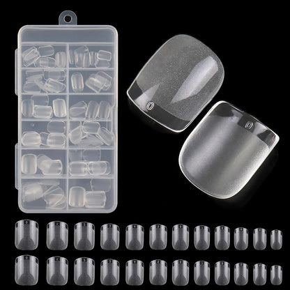 Hot Sale 120pcs/box Nail Art Small Short square Head Painted Artificial Nail Tips