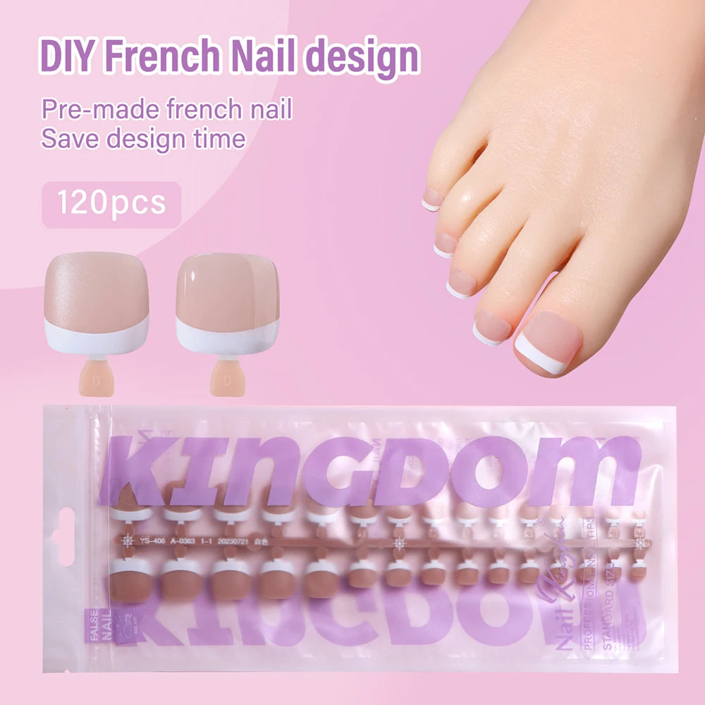 150pcs Wholesale Press on Gel Nails French White Black Tips Private Label Almond Square Coffin French Press on Nails Strip