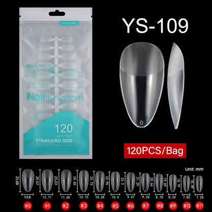 Wholesale 120pcs/bag Full Cover Manicure Clear Nail Tips Traceless Medium Stiletto Half Matte Acrylic Nail Tips for Nail Art