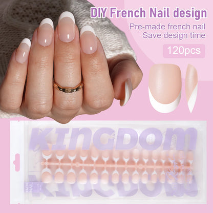 150pcs Wholesale Press on Gel Nails French White Black Tips Private Label Almond Square Coffin French Press on Nails Strip