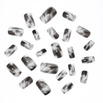 Hot Selling Custom 24PCS Press on Nails Gray Color Handmade Short Square Gel Press on Nails for Women Nail Art DIY Design