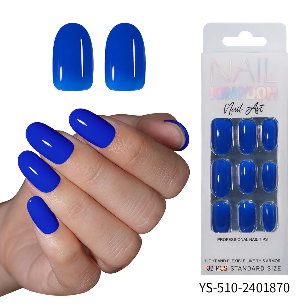 Private Label 30/32pcs Short Round False Nails Art Salon Wholesale Colorful Simple Handmade Solid Color Press on Nails for Women