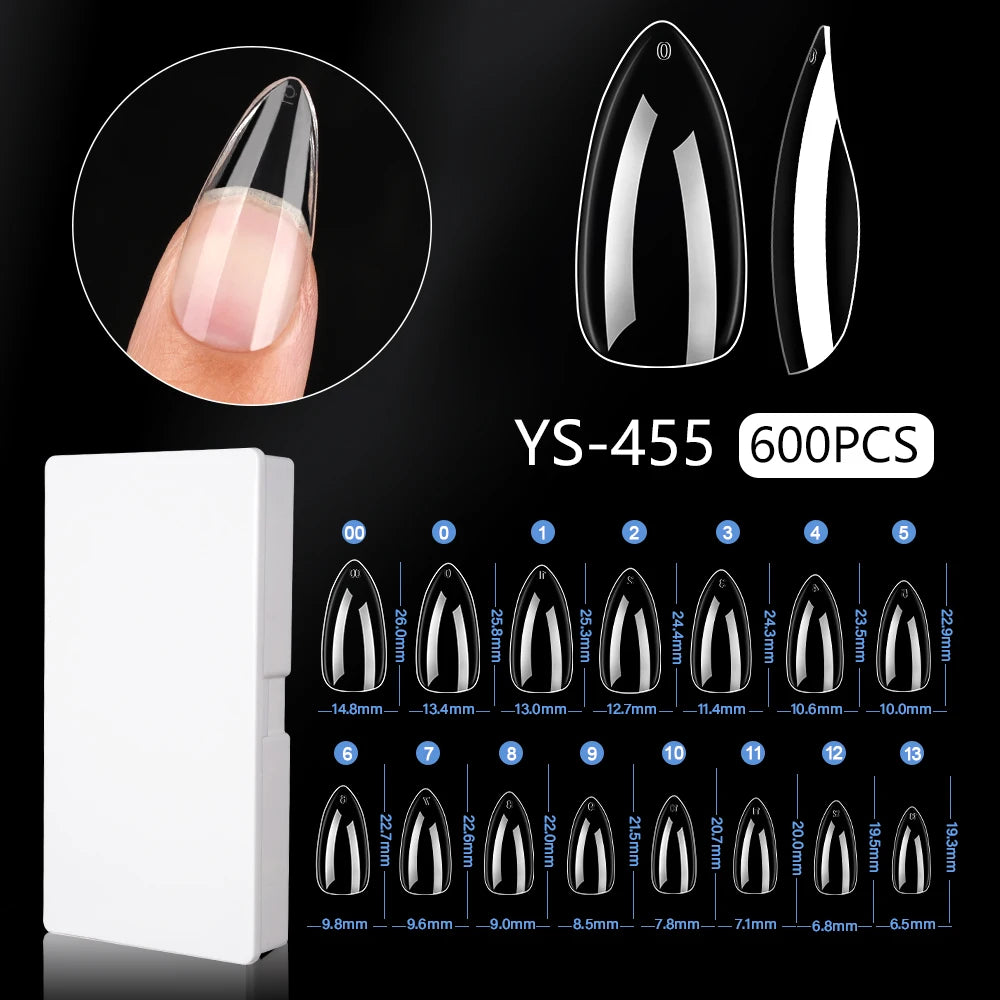 New Soft Gel X 600 Pcs 15sizes Nails No C Curve Full Cover Acrylic Nail Tips  Wholesale Almond Square Coffin Suppliers Nail Tips