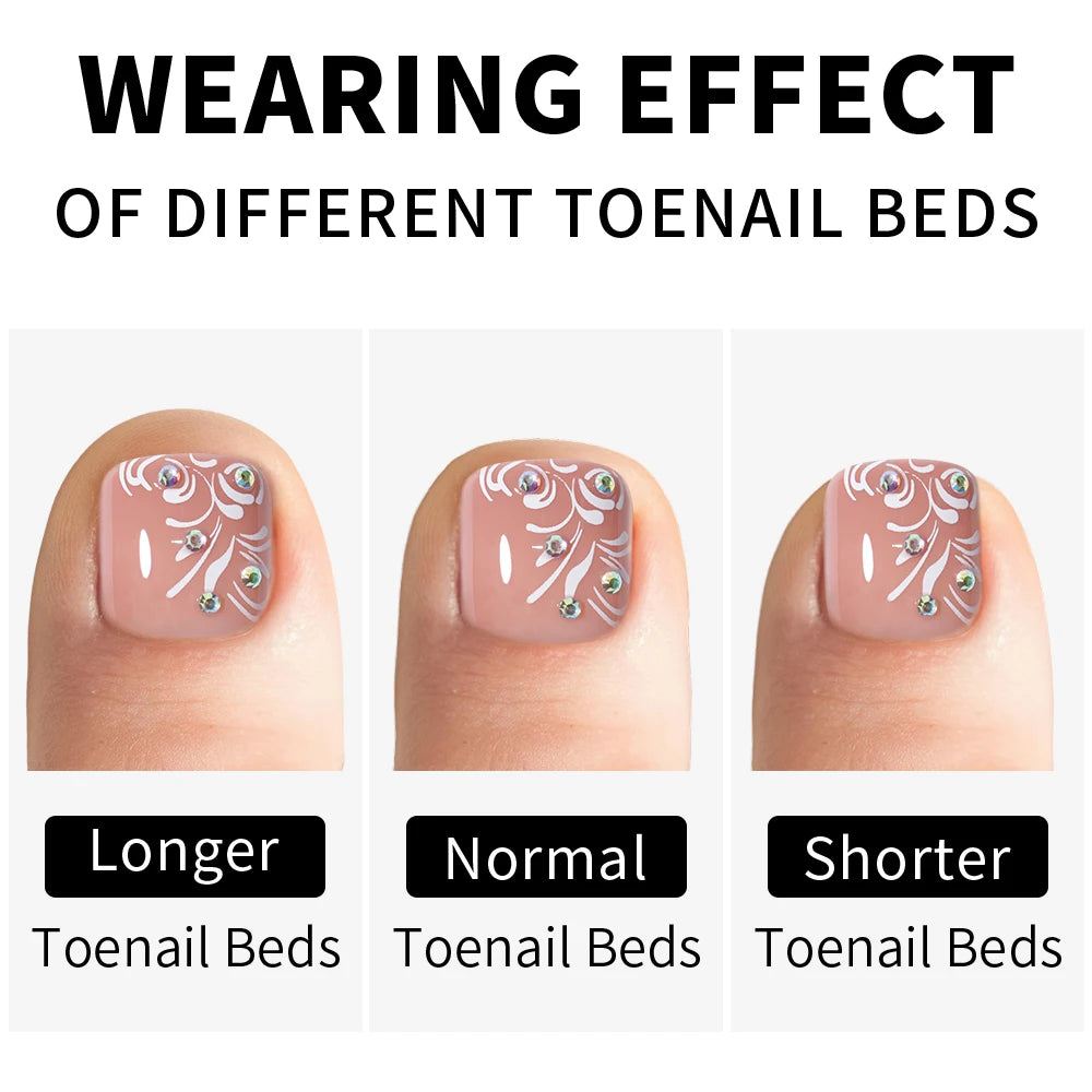 Custom 30pcs Nude Pink Luxury Press on Foot Nail Tips Bling Glitter Toenails Short Square French Press on Toe Nails With Diamond
