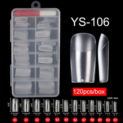120 Pcs/Box Soft Gel Nails Art Tip Half Matte False Nails Coffin Stiletto Almond Square Full Cover Semi Frosted Nail Tips