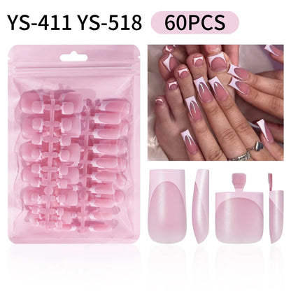 Factory Fake French Toenails Hand Nails Set 60pcs French White Black Tips Square French Soft Press on Acrylic Nails Set