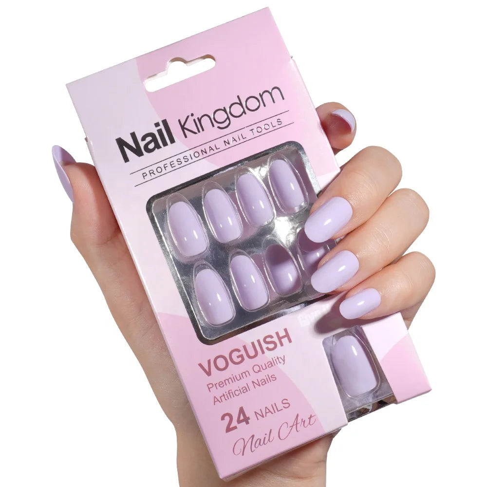 Wholesale 24pcs/box Short Nails Natural Decorated Artificial Fingernails Reusable Solid Color Press on Nails with Try on Window