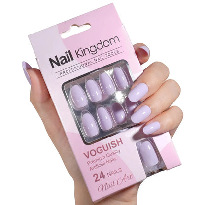 Wholesale 24pcs/box Short Nails Natural Decorated Artificial Fingernails Reusable Solid Color Press on Nails with Try on Window