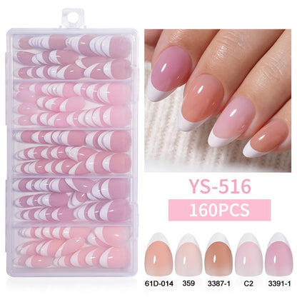 Wholesale Private Label 150Pcs Nude Pink French Stick on Nails Press on Short Square Almond French Press on Nails