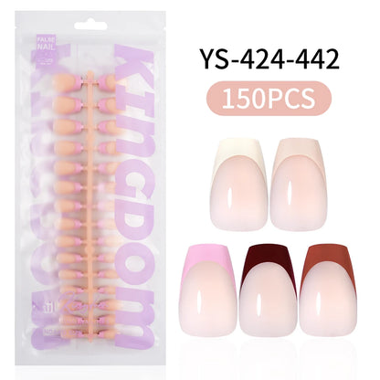 Wholesale Custom 150pcs Full Cover Square Press Acrylic Nails Art False Nails Colorful French Tips Coffin Pattern for Finger