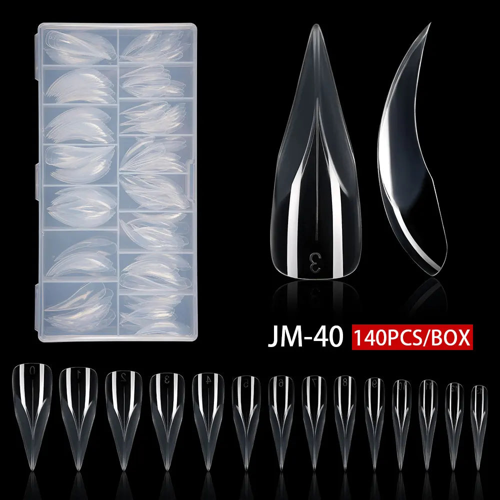 New Wholesale 140Pcs Eagle Claw Nail Mold Tips 14 Size Full Cover Reusable Acrylic Extension Clear Plastic Eagle Claw Nail Form