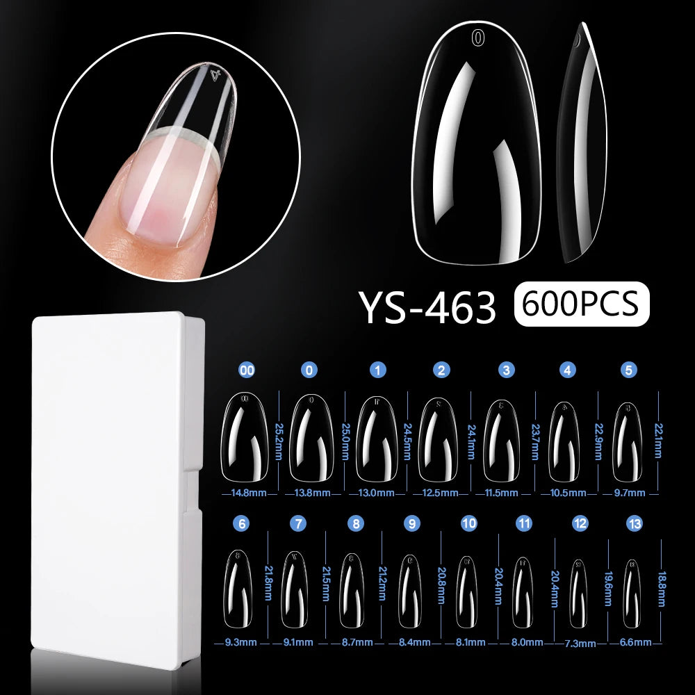 New Soft Gel X 600 Pcs 15sizes Nails No C Curve Full Cover Acrylic Nail Tips  Wholesale Almond Square Coffin Suppliers Nail Tips