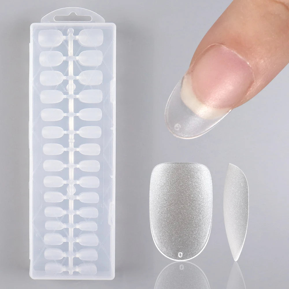 Wholesale Hot Sale Nail Salon 240 Pieces Non-Trace Nail Tip Transparent Matte Fingernail Soft Gel X Full Cover Nail Tips