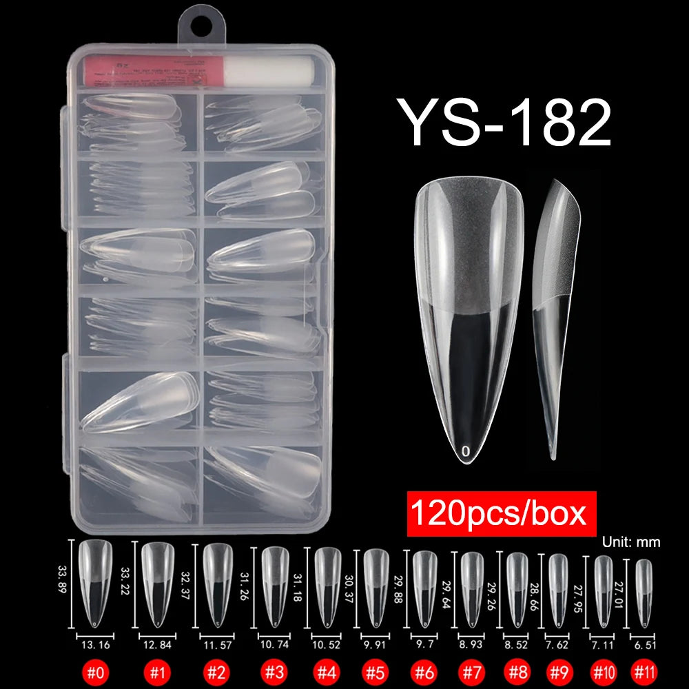 120 Pcs/Box Soft Gel Nails Art Tip Half Matte False Nails Coffin Stiletto Almond Square Full Cover Semi Frosted Nail Tips