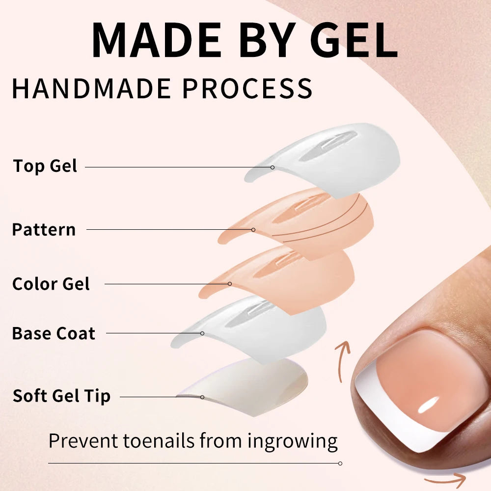 Foot Manicure 30pcs Nude Pink French White Tips Nails Press on Foot Nails Custom Toenails Short Square Press on Toe Nails