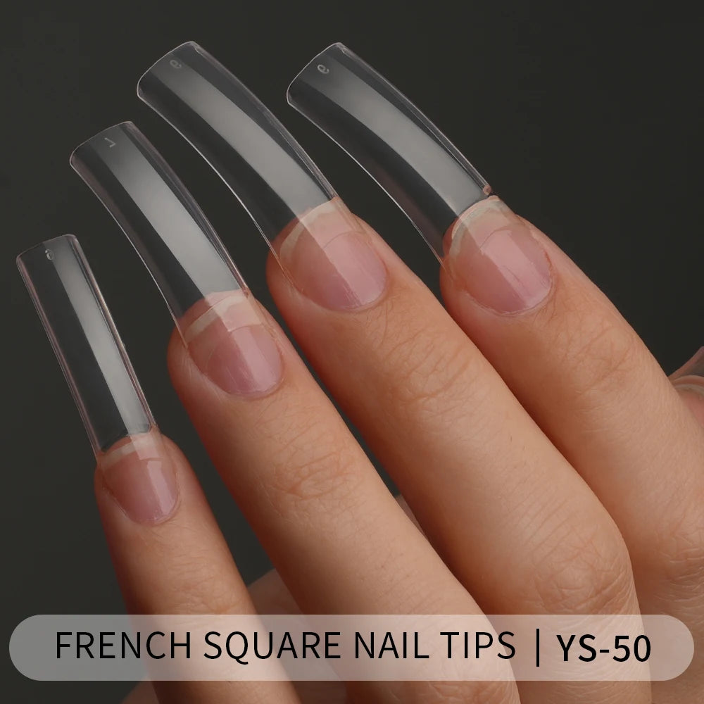 Tapered Square Nail Tips 500pcs/box XXXL French Ultra Thin Half Cover No C Curve Straight Soft Gel French Square Nail Tips