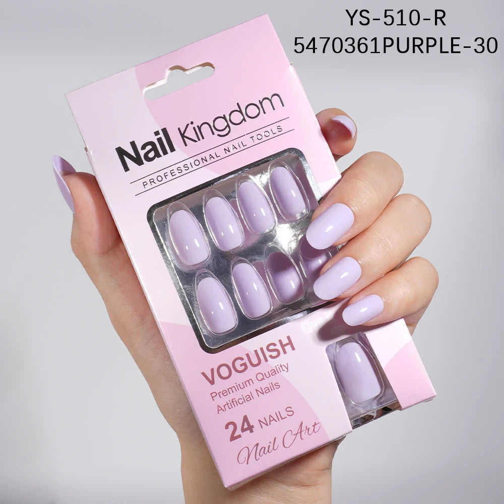 Wholesale 24pcs/box Short Nails Natural Decorated Artificial Fingernails Reusable Solid Color Press on Nails with Try on Window