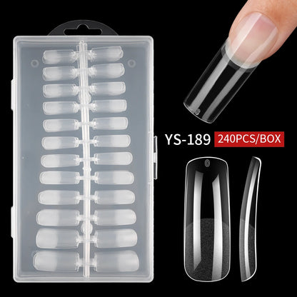 Wholesale 240Pcs Full Cover Half Matte False Nails Long Square Clear Transparent Traceless Semi Frosted Square Nail Tips