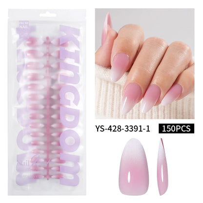Wholesaler Private Label 150Pcs Nude Pink Gradient Fake Nails Press on Short Square Almond Ombre Press on Nails