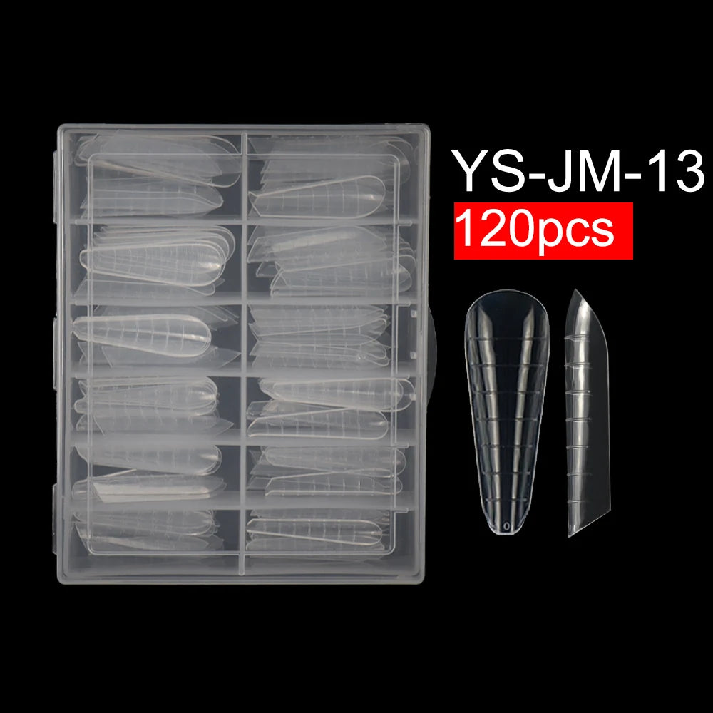 Wholesale 120pcs Russian Almond Dual Forms 26 Styles Quick Building Nail Model Extension Oval Stiletto Coffin Plastic Nail Forms