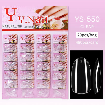 Nail Kingdom 480pcs 24Bags/Set Nail Tips Solid Color Clear Coffin/Square/Almond  Full Cover Nail Tips False Nail Wholesale