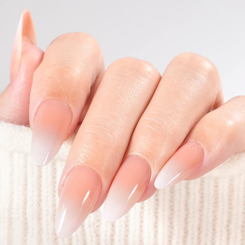 Factory Wholesale OEM ODM 30pcs Nude Gradient Nails Press on Short Medium Square Almond Ombre Pink Press on Nails Art