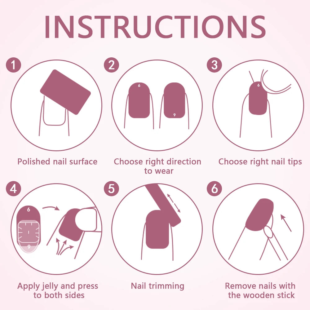 30pcs/box French Gel Nails Press on Nails