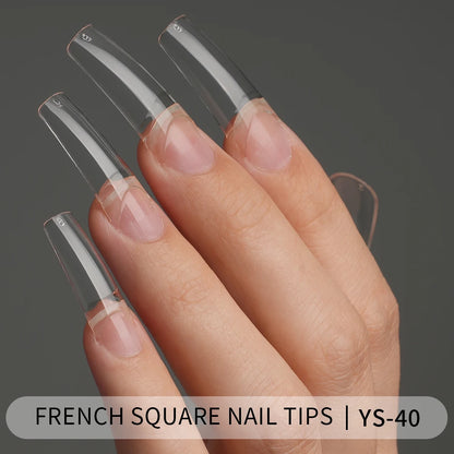 Tapered Square Nail Tips 500pcs/box XXXL French Ultra Thin Half Cover No C Curve Straight Soft Gel French Square Nail Tips