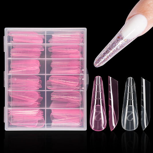 OEM ODM Quick Building Mold Nail Tool 120Pcs Extension Form Tips Pink French Silicone Molds Plastic Dual Form Nail Tips