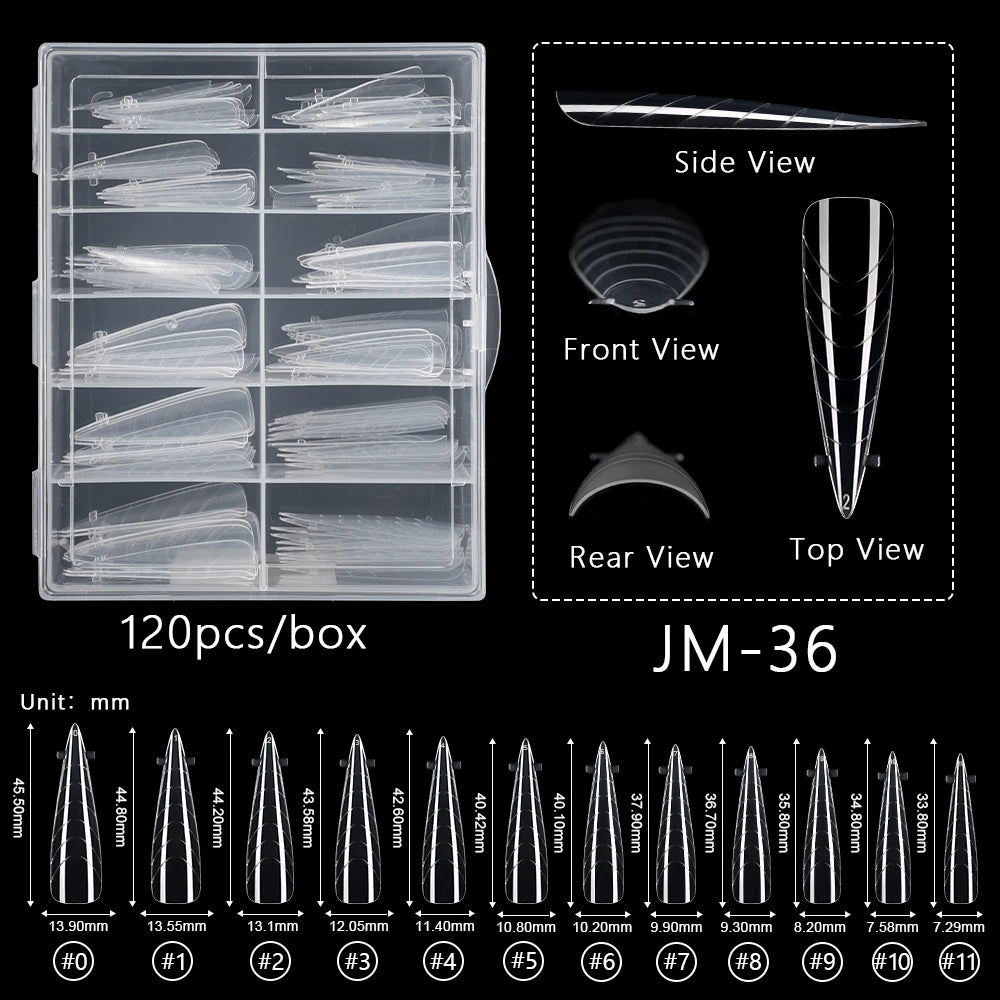 Wholesale 120pcs Russian Almond Dual Forms 26 Styles Quick Building Nail Model Extension Oval Stiletto Coffin Plastic Nail Forms