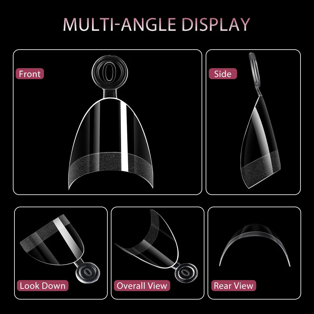 Private Label 120pcs Half Frosted Fake Nails Glossy Surface Ultra Thin Traceless Clear Short Almond Half Matte Nail Tips