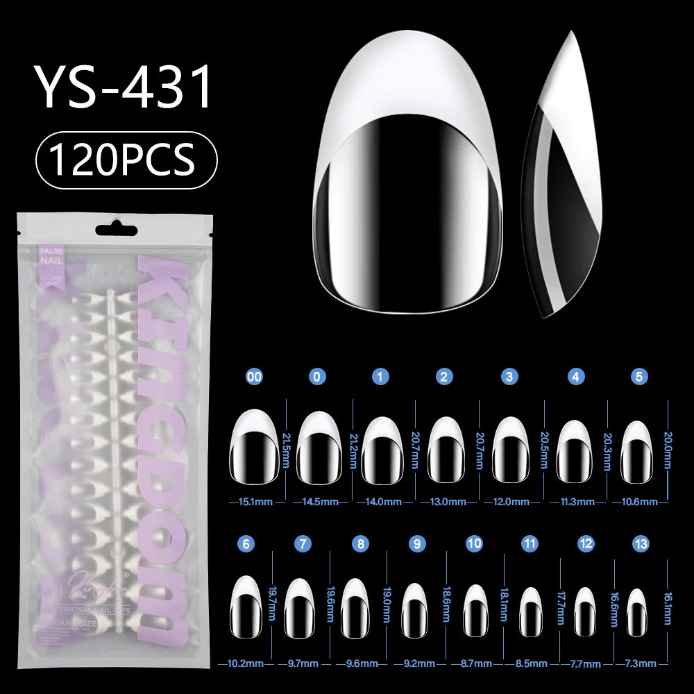 Nail Factory Wholesale 120pcs Full Cover French White Tip Nails Press on Clear Short Almond Stiletto French Tip Press on Nails