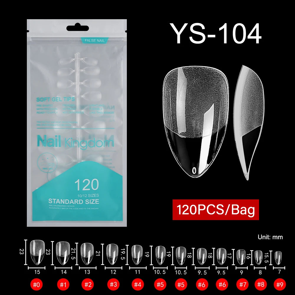 Wholesale 120pcs/bag Full Cover Manicure Clear Nail Tips Traceless Medium Stiletto Half Matte Acrylic Nail Tips for Nail Art