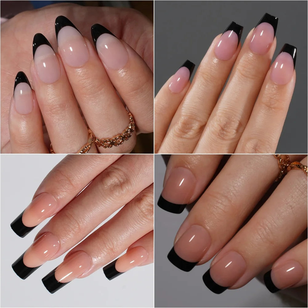 Nail Manufacturer OEM 120pcs French Design Full Matte French Medium Short Ballerina Almond Oval Coffin French Tip Press on Nails