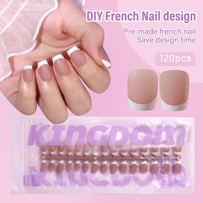 150pcs Wholesale Press on Gel Nails French White Black Tips Private Label Almond Square Coffin French Press on Nails Strip