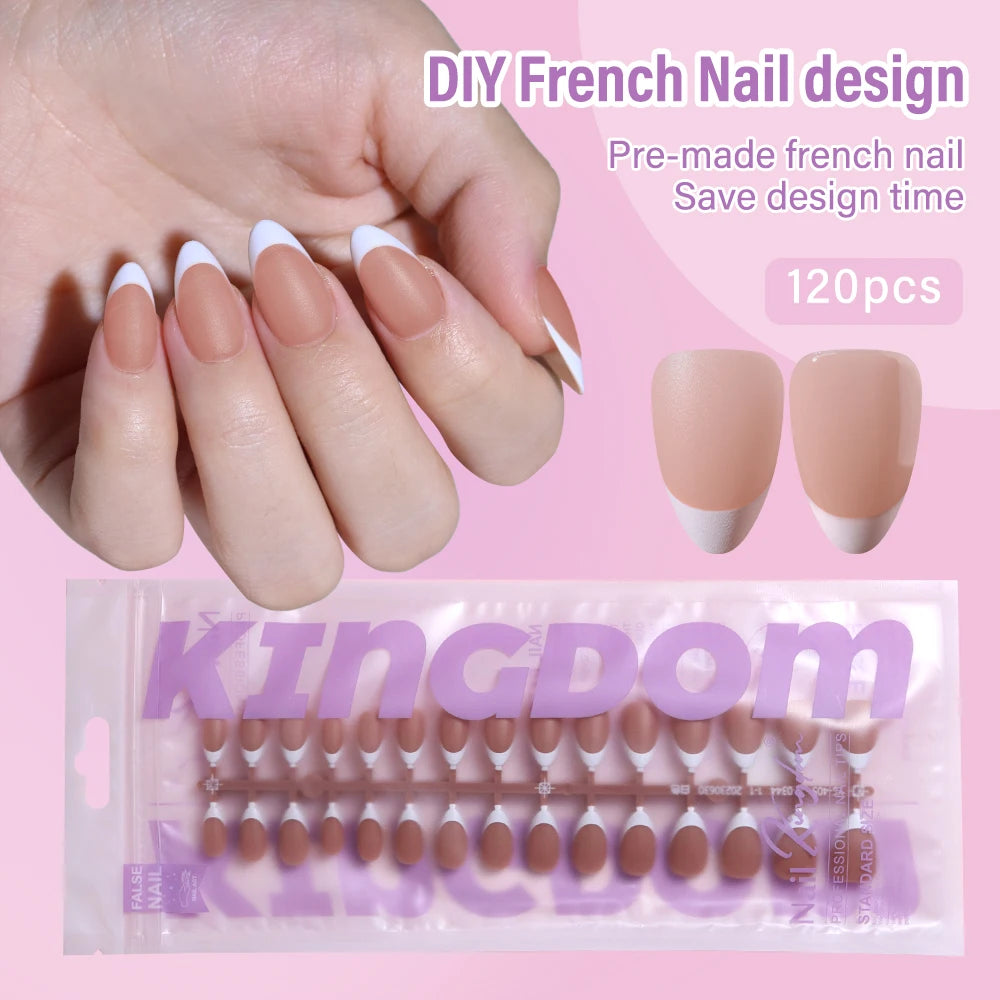 150pcs Wholesale Press on Gel Nails French White Black Tips Private Label Almond Square Coffin French Press on Nails Strip