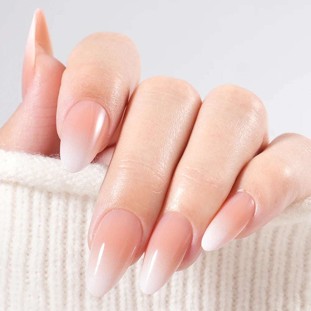 Factory Wholesale OEM ODM 30pcs Nude Gradient Nails Press on Short Medium Square Almond Ombre Pink Press on Nails Art