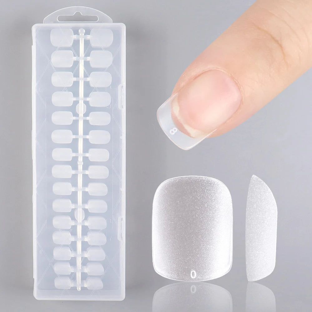 Wholesale Hot Sale Nail Salon 240 Pieces Non-Trace Nail Tip Transparent Matte Fingernail Soft Gel X Full Cover Nail Tips