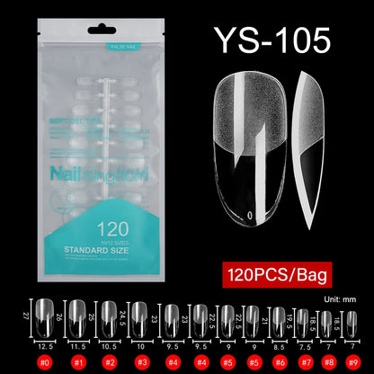 Wholesale 120pcs/bag Full Cover Manicure Clear Nail Tips Traceless Medium Stiletto Half Matte Acrylic Nail Tips for Nail Art