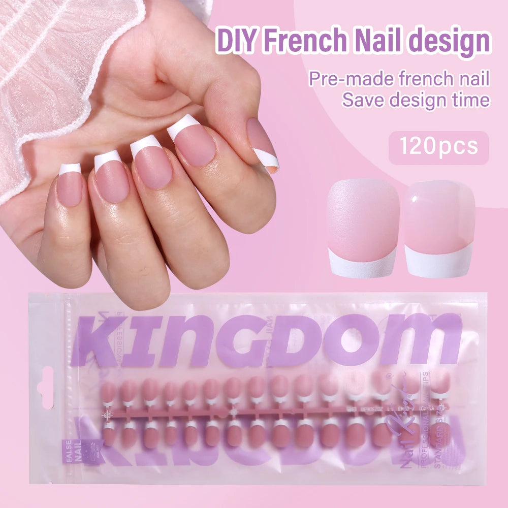 150pcs Wholesale Press on Gel Nails French White Black Tips Private Label Almond Square Coffin French Press on Nails Strip