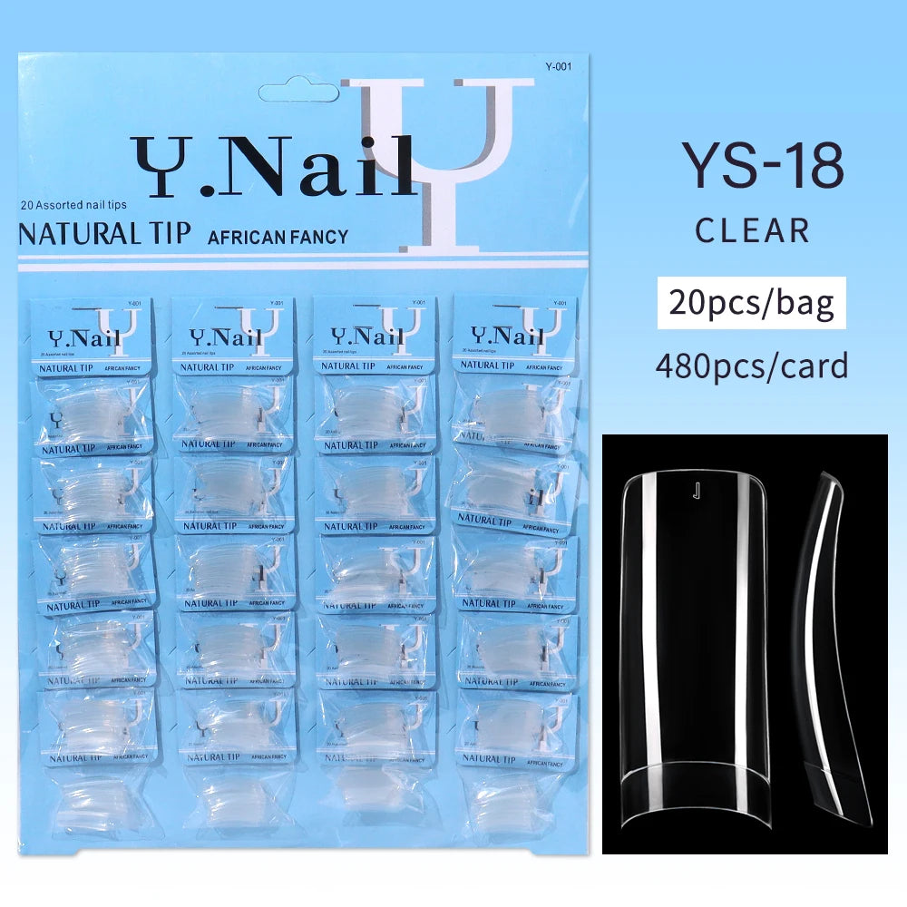 Nail Kingdom 480pcs 24Bags/Set Nail Tips Solid Color Clear Coffin/Square/Almond  Full Cover Nail Tips False Nail Wholesale