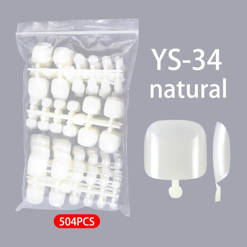 OEM Wholesale Toe Nail Artificia Nail Art Tips Matte Natural Clear Toenail Tips Set for Women Feet Fake Nails Manicure Supplies