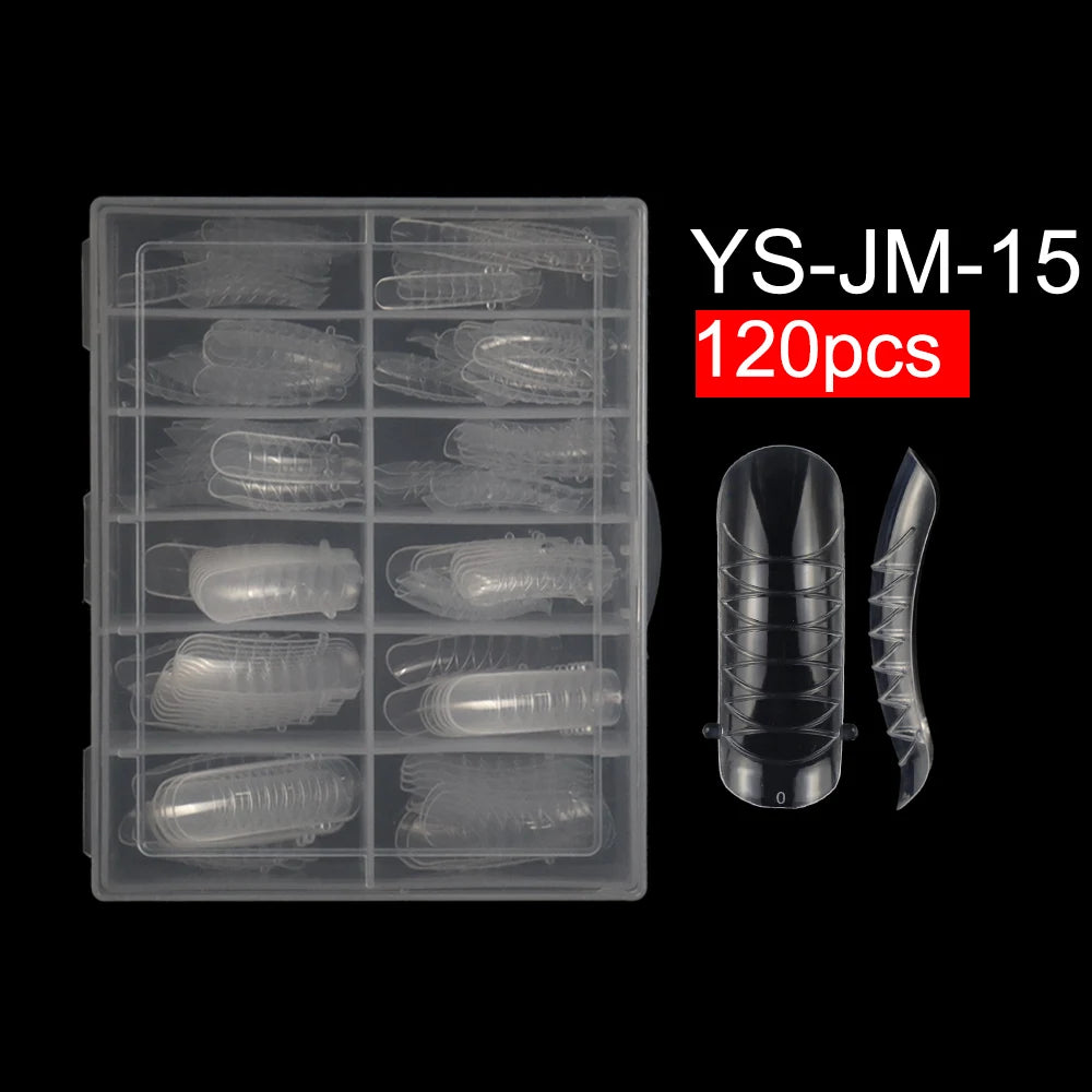 Wholesale 120pcs Russian Almond Dual Forms 26 Styles Quick Building Nail Model Extension Oval Stiletto Coffin Plastic Nail Forms