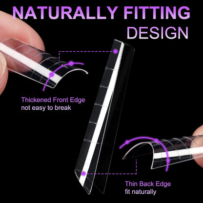 Factory Wholesale 504pcs/Box False Nail Tips Nature Clear Half Cover French Square Nail Tips With Scales for Nail Art Salon
